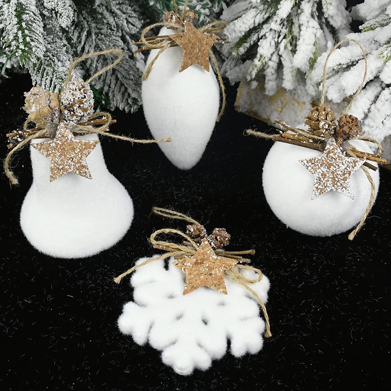 1/2pcs White Christmas Ball Snowflake Water Drop Bell Christmas Tree Ornament Xmas Hanging Pendants for Home Decor New Year Gift