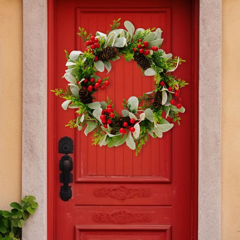 17" Christmas Wreath Front Door Decoration Winter Garlands Artificial Wreaths