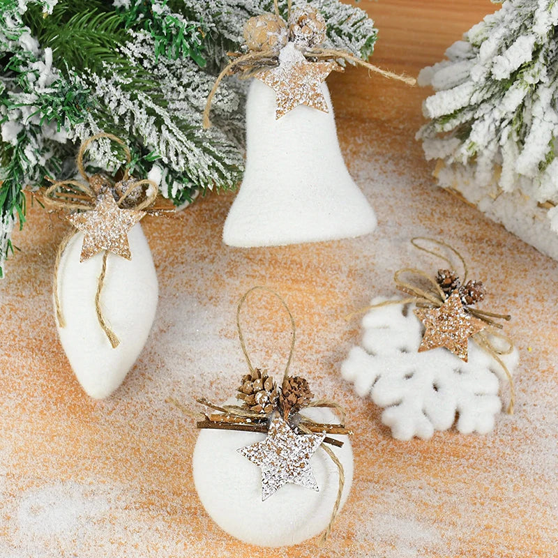 1/2pcs White Christmas Ball Snowflake Water Drop Bell Christmas Tree Ornament Xmas Hanging Pendants for Home Decor New Year Gift