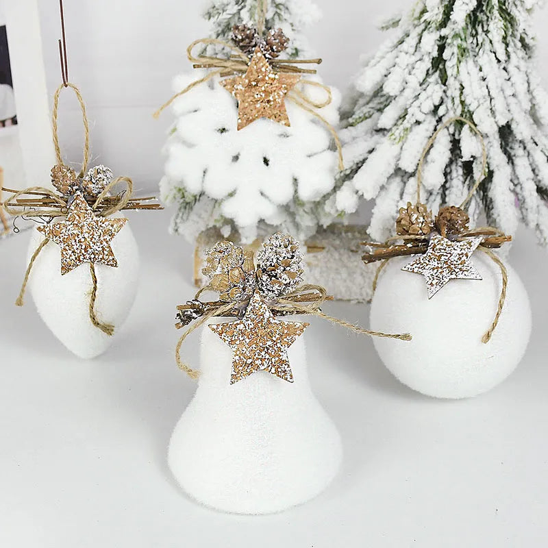 1/2pcs White Christmas Ball Snowflake Water Drop Bell Christmas Tree Ornament Xmas Hanging Pendants for Home Decor New Year Gift