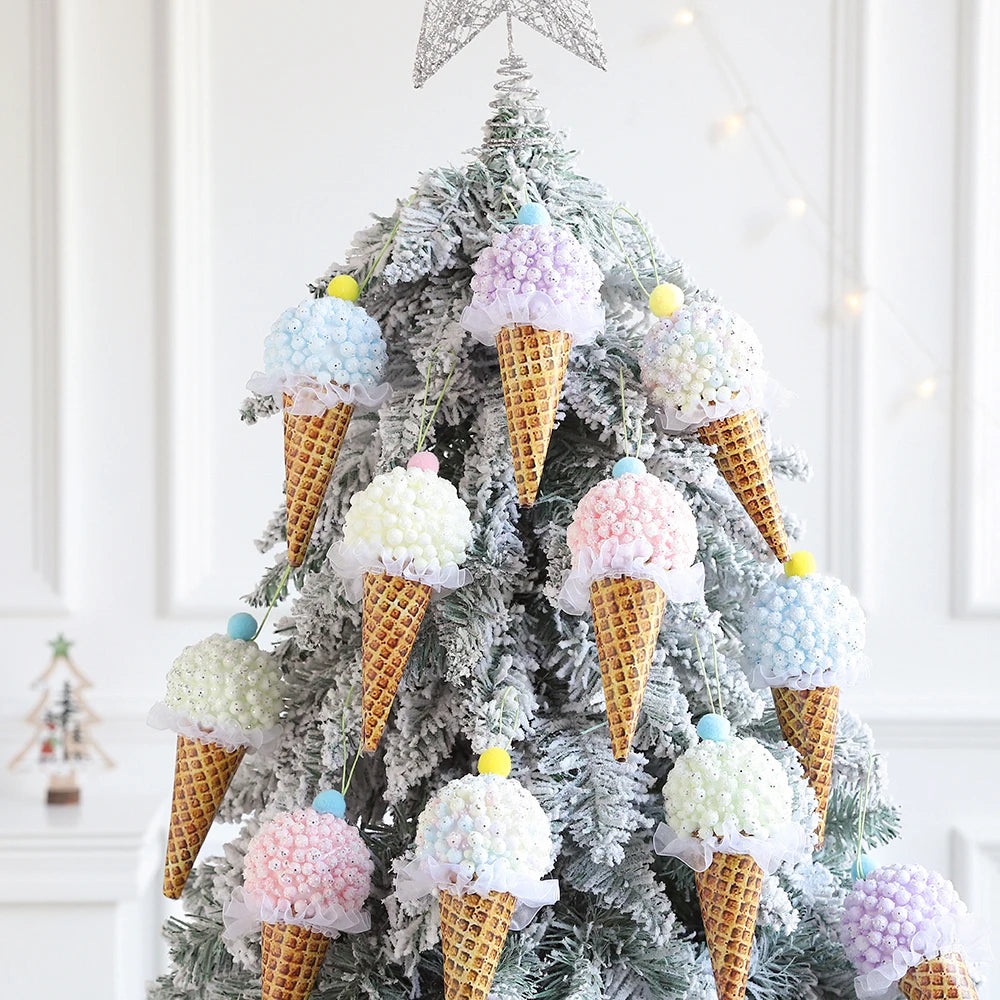 1/3pcs Christmas Macaron Ice Cream Cone Lollipop Xmas Tree Ball Hanging Ornament Home New Year Navidad Christmas Decor Gift 2025