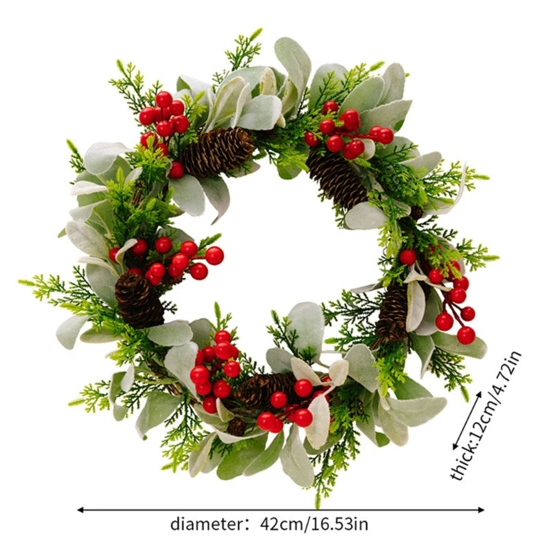 17" Christmas Wreath Front Door Decoration Winter Garlands Artificial Wreaths