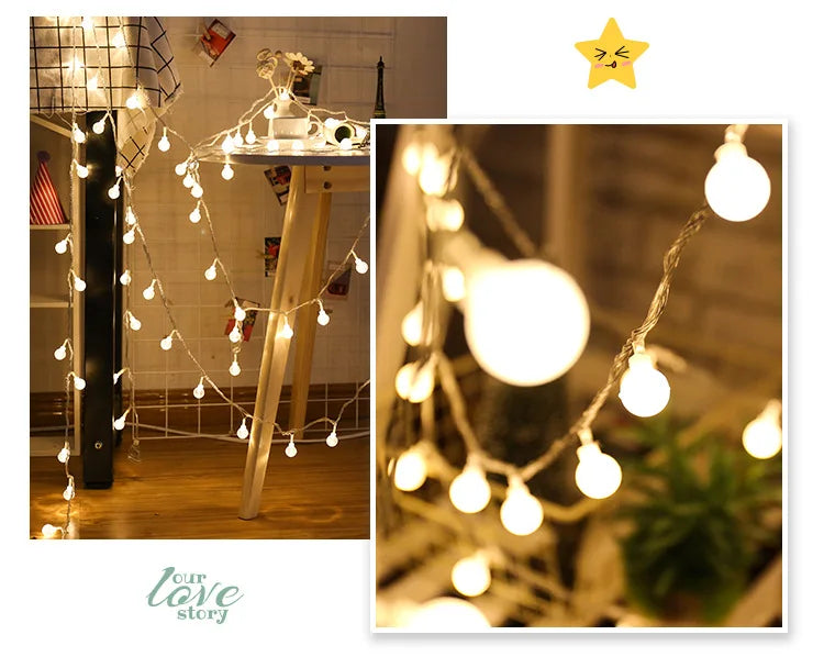 10M Ball LED String Lights USB/Battery Outdoor Fairy Lights Garden Garland For Festoon Party Home Christmas Decoration