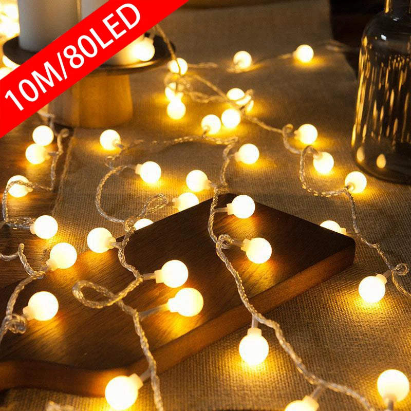 10M Ball LED String Lights USB/Battery Outdoor Fairy Lights Garden Garland For Festoon Party Home Christmas Decoration