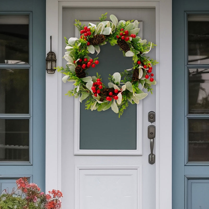 17" Christmas Wreath Front Door Decoration Winter Garlands Artificial Wreaths