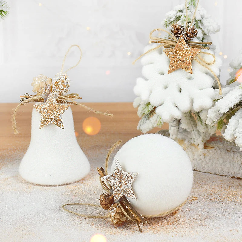 1/2pcs White Christmas Ball Snowflake Water Drop Bell Christmas Tree Ornament Xmas Hanging Pendants for Home Decor New Year Gift