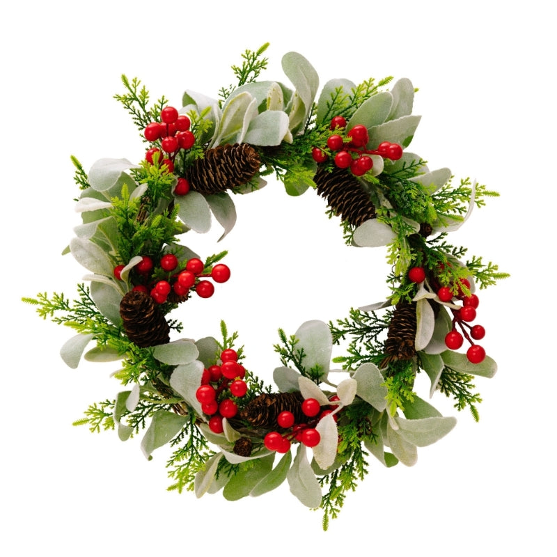 17" Christmas Wreath Front Door Decoration Winter Garlands Artificial Wreaths