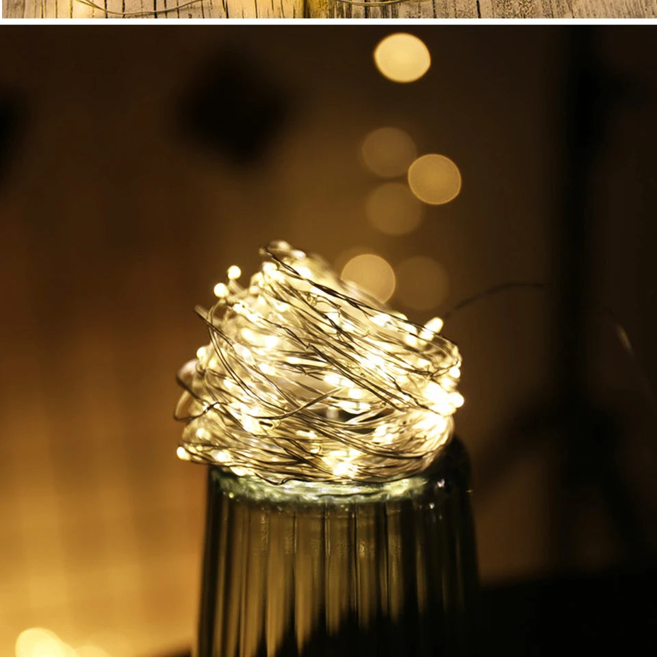 10pcs 6pcs Copper Wire LED String Lights Holiday Fairy Lights Garland Christmas Tree Decor Wedding Party DIY Natal Navidad 2022