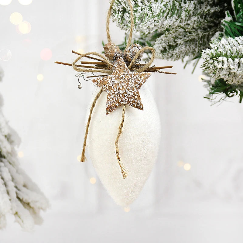 1/2pcs White Christmas Ball Snowflake Water Drop Bell Christmas Tree Ornament Xmas Hanging Pendants for Home Decor New Year Gift