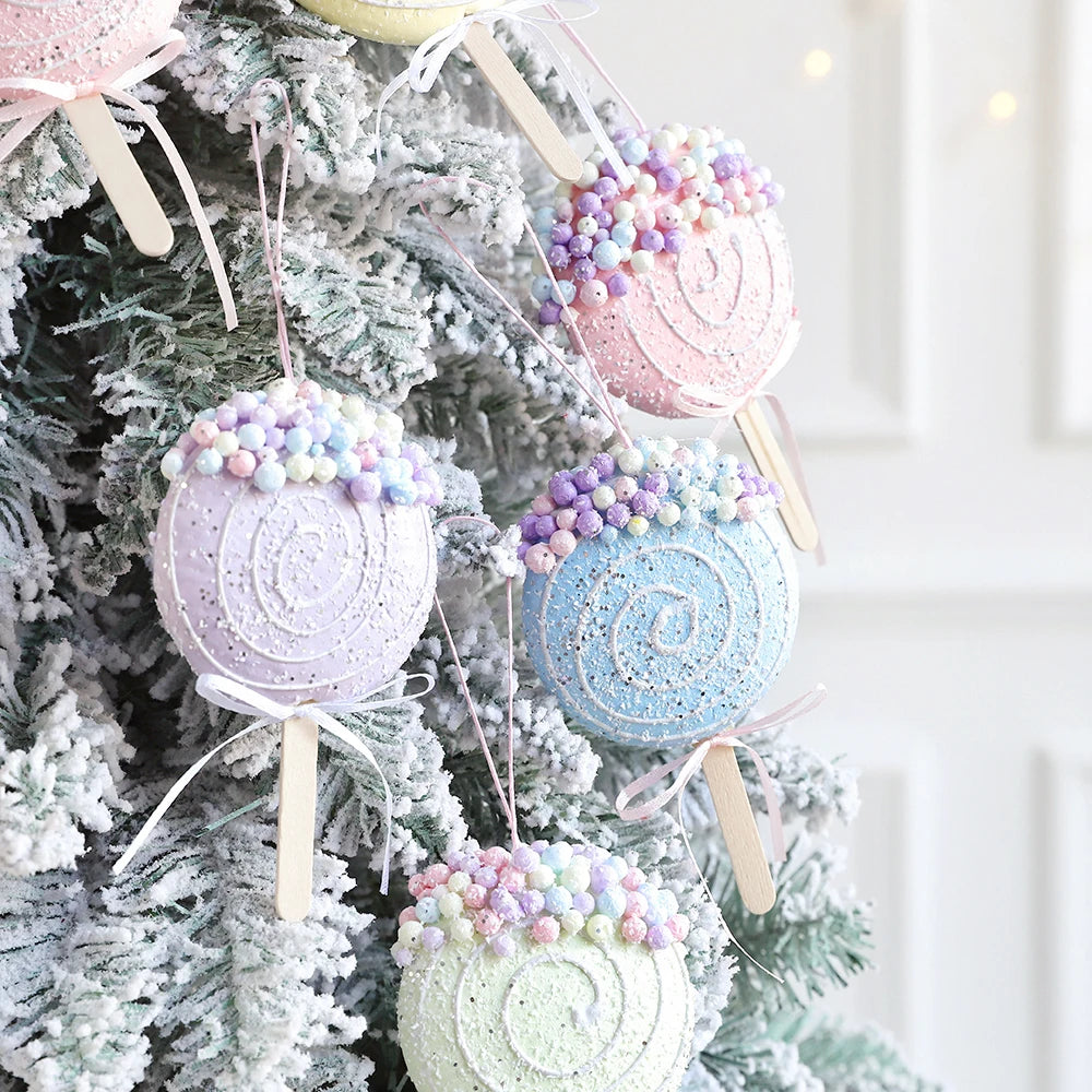 1/3pcs Christmas Macaron Ice Cream Cone Lollipop Xmas Tree Ball Hanging Ornament Home New Year Navidad Christmas Decor Gift 2025