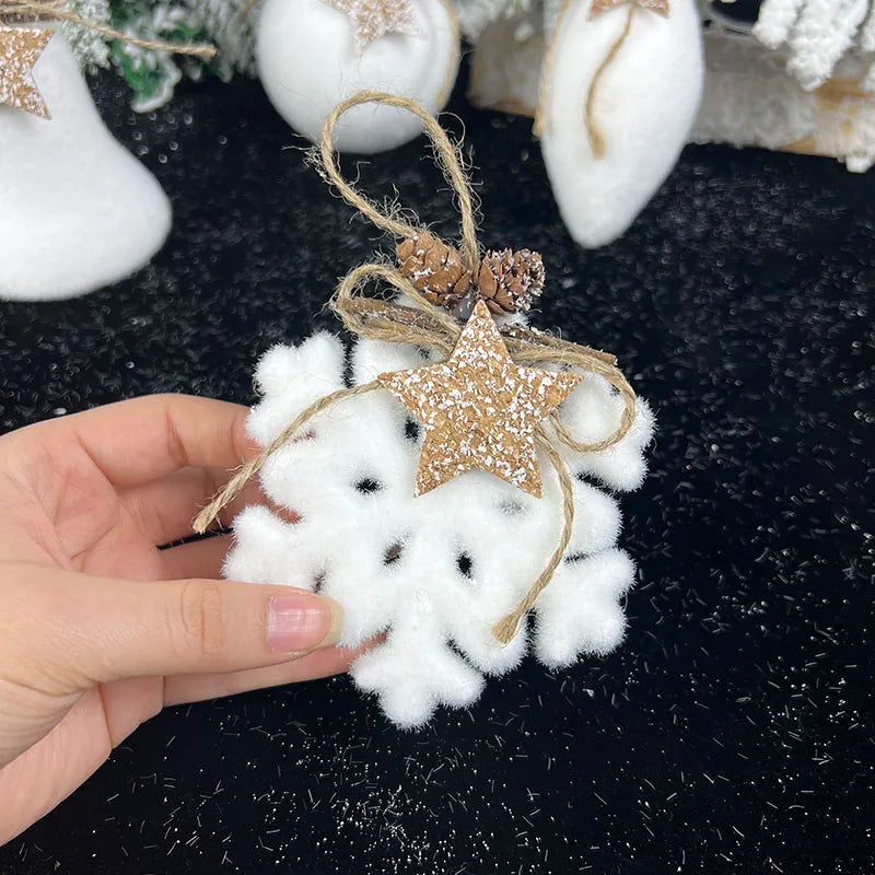 1/2pcs White Christmas Ball Snowflake Water Drop Bell Christmas Tree Ornament Xmas Hanging Pendants for Home Decor New Year Gift