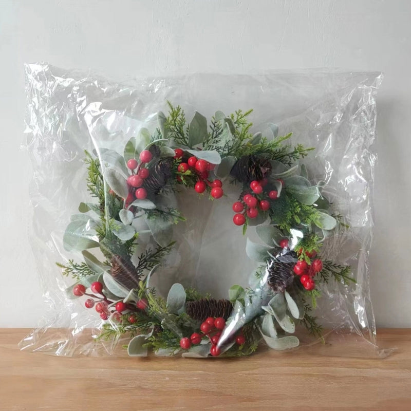 17" Christmas Wreath Front Door Decoration Winter Garlands Artificial Wreaths