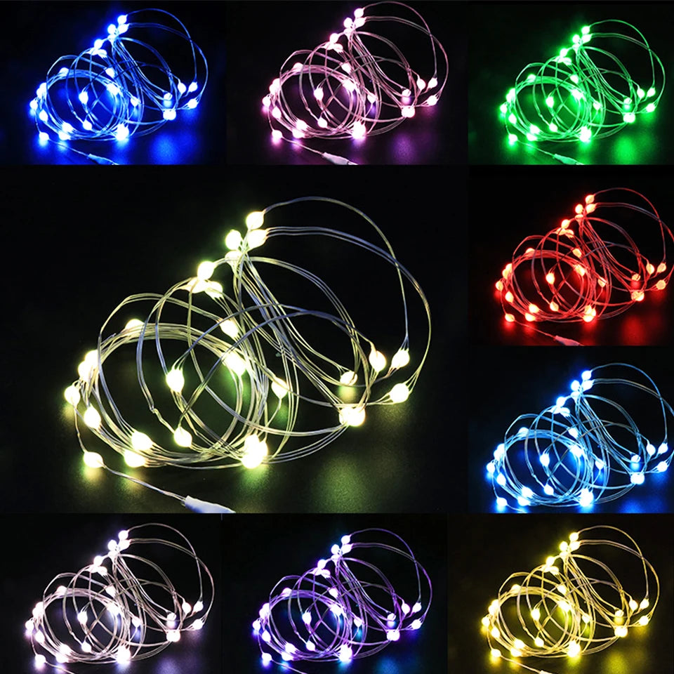 10pcs 6pcs Copper Wire LED String Lights Holiday Fairy Lights Garland Christmas Tree Decor Wedding Party DIY Natal Navidad 2022